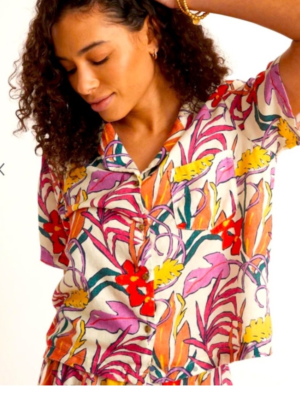 Lucy resort linen shirt button up in tropical by marine layer size small $100
